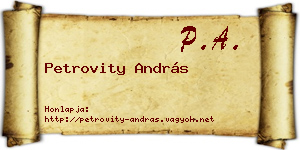 Petrovity András névjegykártya